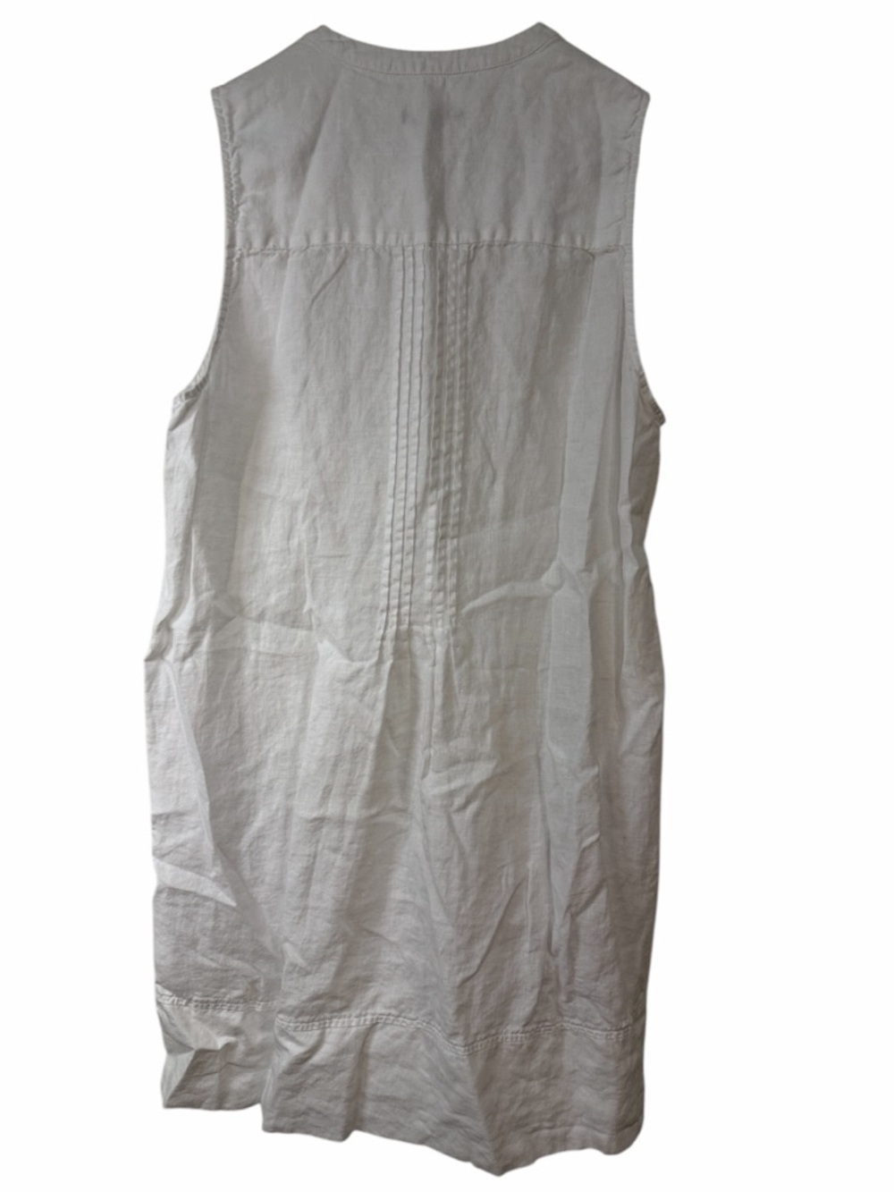 Quince White Sleeveless Pintuck Button Linen Dress size Large never worn - Picture 4 of 6